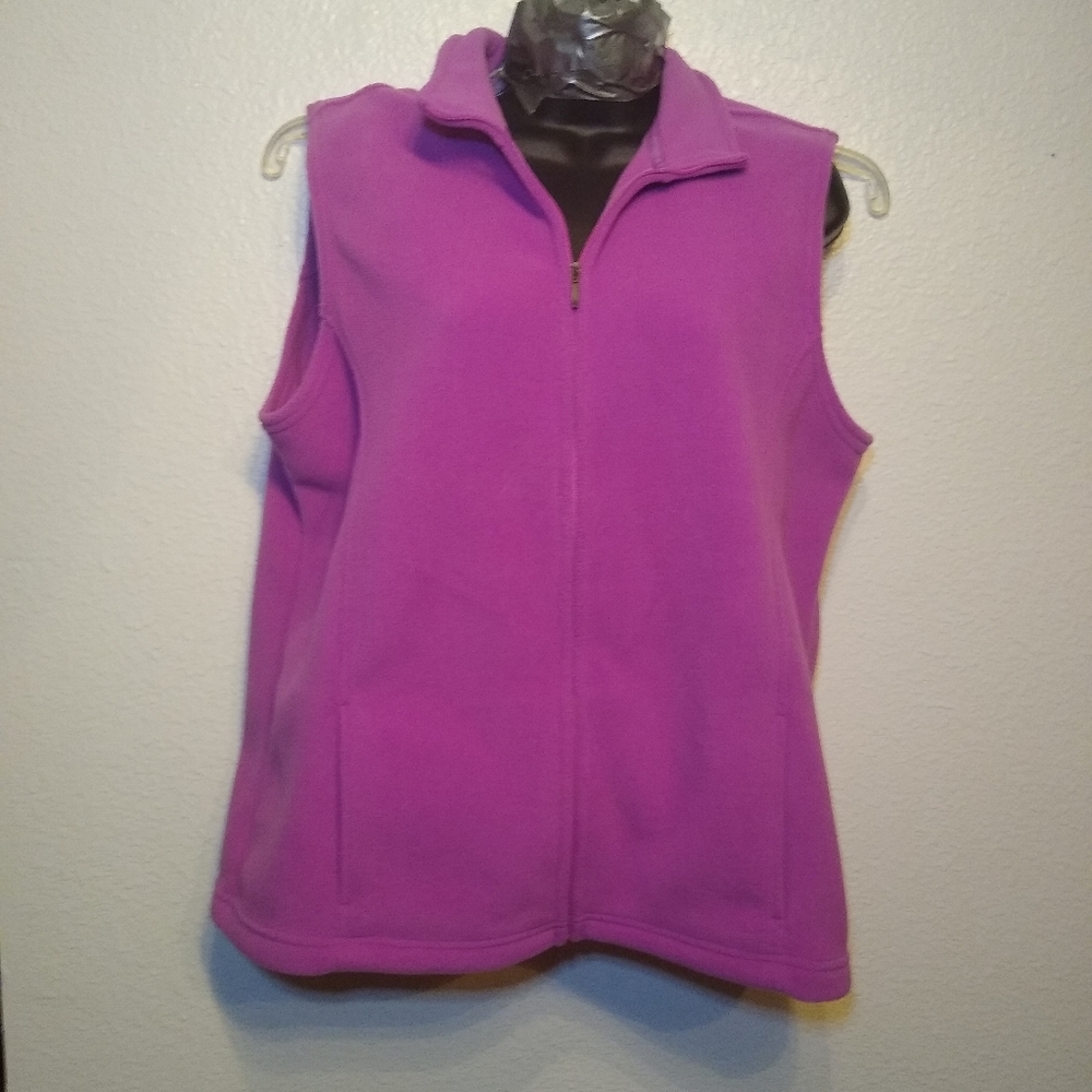 Pink LL Bean Polartec Fleece Full Zip Vest